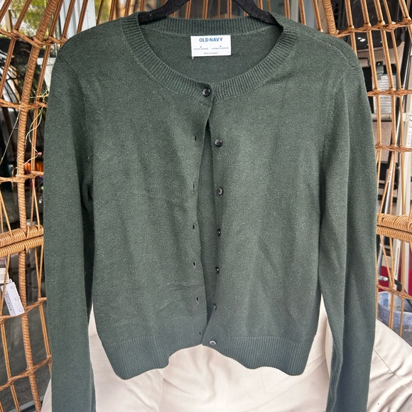 Old Navy, Hunter Green Cardigan size large - Picture 3 of 3